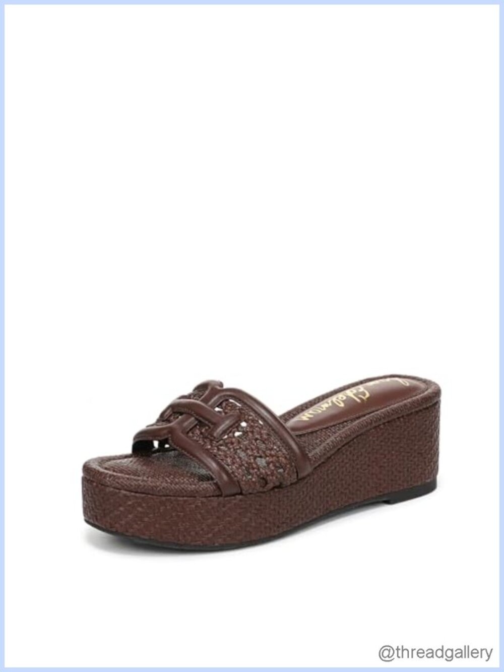 Woven Leather Espadrille Platform Sandal Slip-On Square Toe